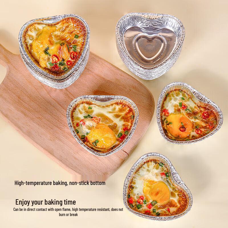 Faxilon Heart-Shaped Aluminum Foil Baking & Serving Bowls, 50-Pack