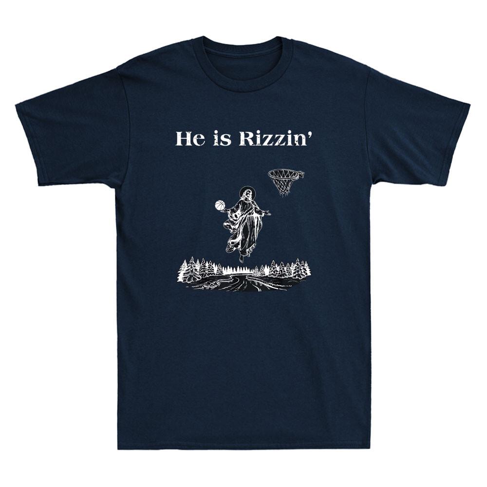 He Is Rizzin Funny Jesus Play Basketball Christian Religious Vintage Unisex Tshirt