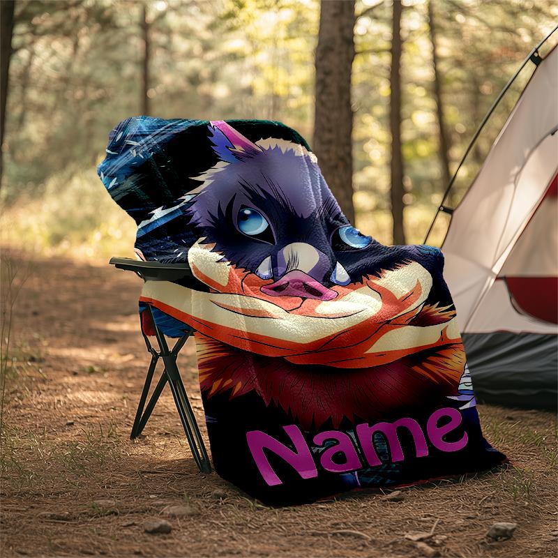 Personalized Custom Name Blanket - Demon Slayer characters Print Design,Blanket for Sofa,Bed,Travel,Camping - Soft and Warm, Great Gift