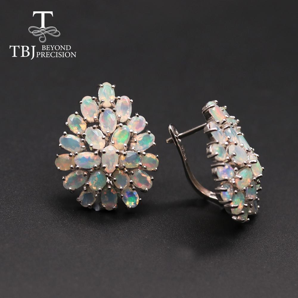 Большие серьги Bolaijewelry из стерлингового серебра 925 пробы с натуральным опалом высочайшего качества из Эфиопии, 11 карат, тонкий овал, 3 * 5/3 * 4 мм, украшения для женщин, ювелирные изделия