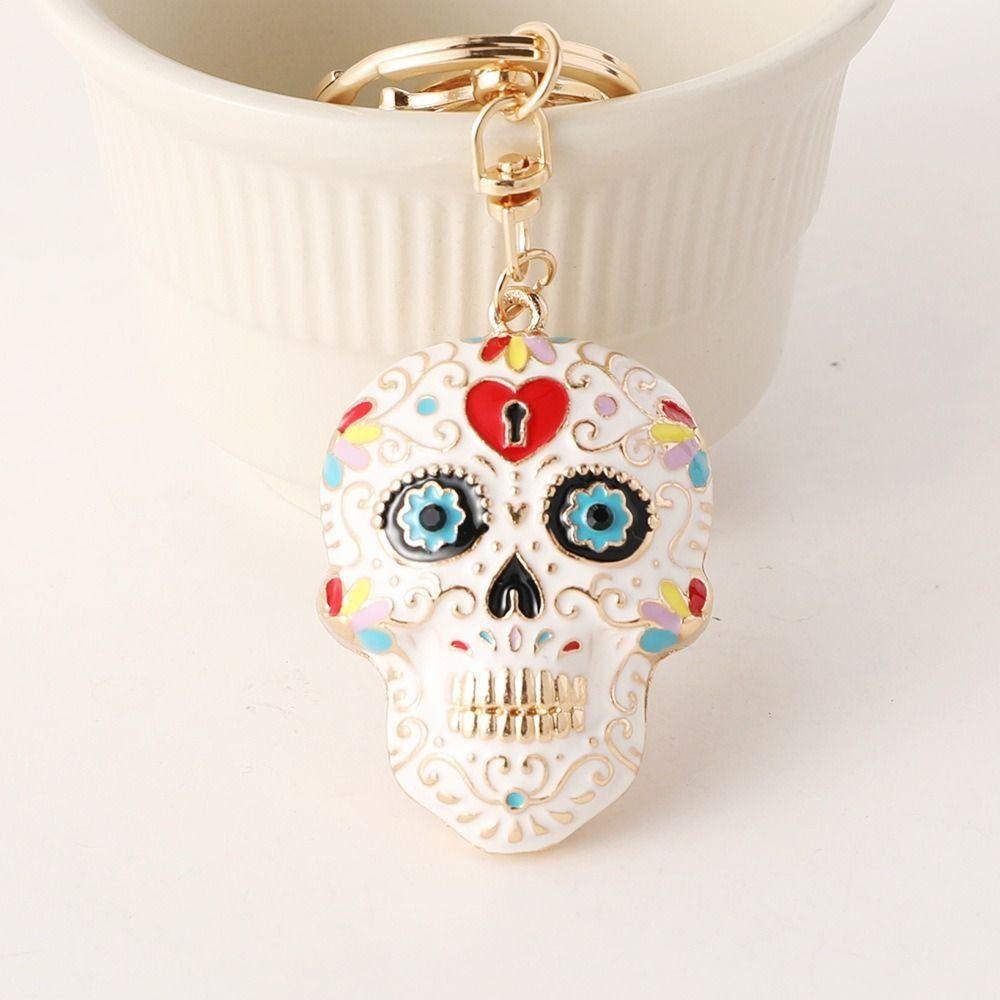 With Buckle Skeleton Keyring Mandala Skull Key Chain Pedant Bag Charm Pendant Skull Keychains Car