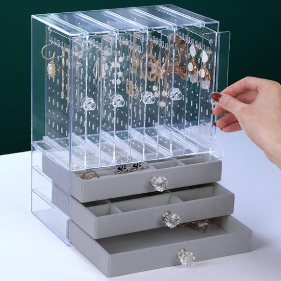 Полка для хранения ювелирных изделий, прозрачная большая вместительная пылезащитная вертикальная подставка для сережек, ящик для хранения ювелирных изделий, ящик для хранения ювелирных изделий