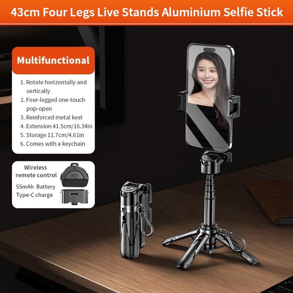 3-в-1 Портативный держатель для телефона, штатив, селфи-палка со съемным беспроводным пультом, USB-зарядка для съемки в горизонтальной и вертикальной ориентации