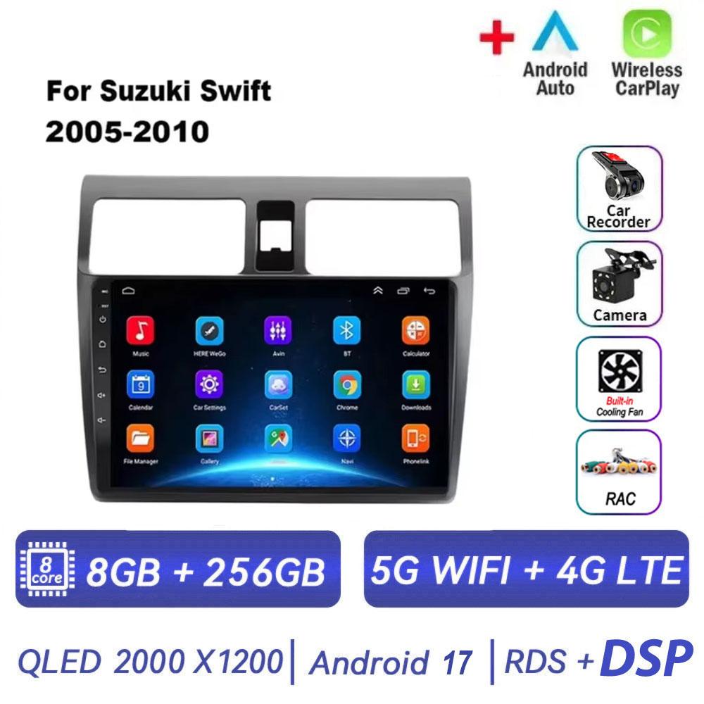 Autoradio Android 17 pour Suzuki Swift 2005 2006 2007 2008 2009 2010 Lecteur multimédia 2DIN Navigation Carplay GPS Vidéo IPS 4G