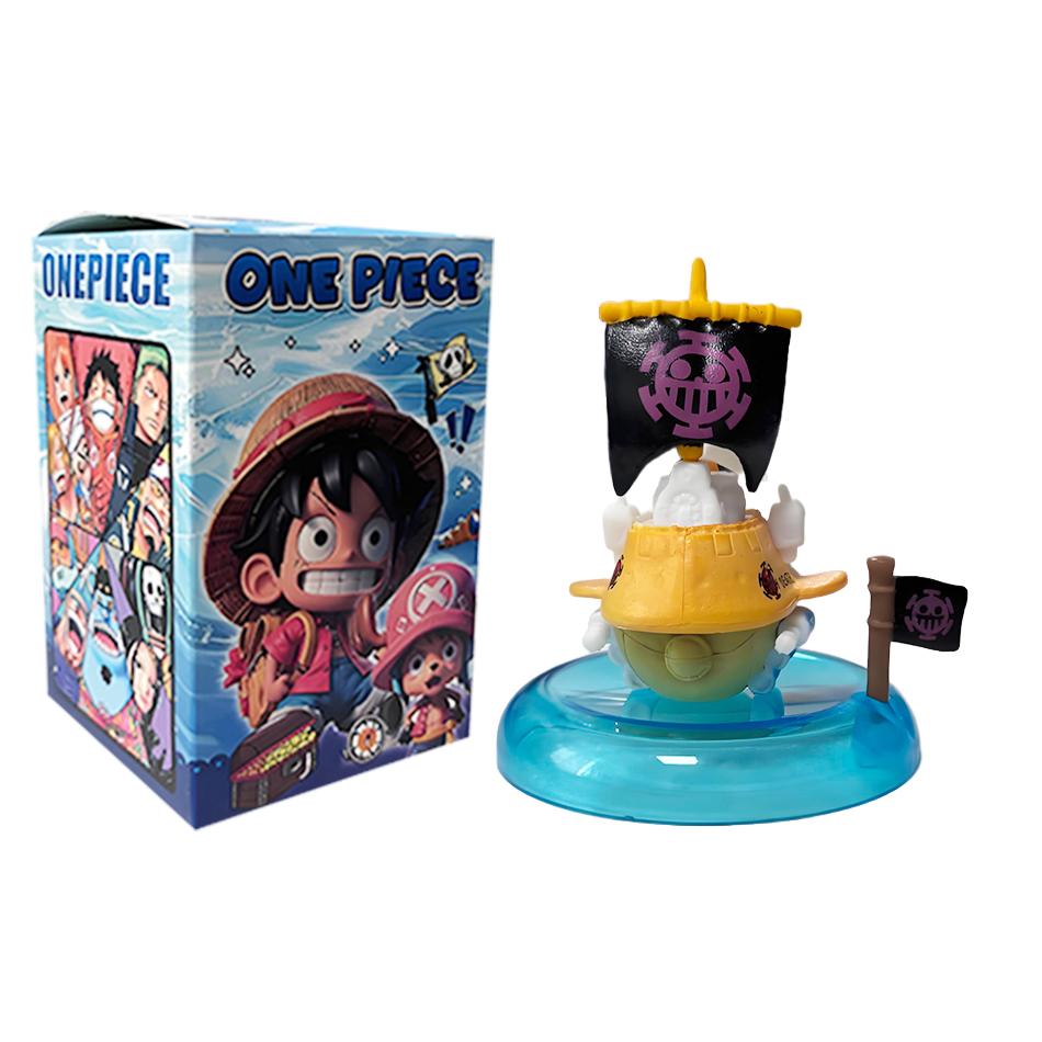 One Piece blind box 1-8pcs Anime Ship Figure Luffy Model Toy kawayi Mini Boat Pirate Ship Navy Going Merry Boat Assembled Model