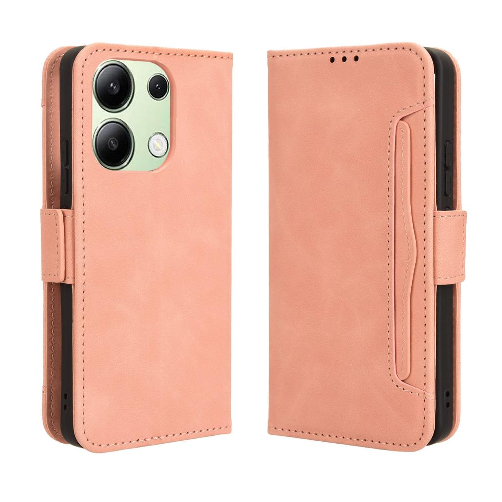 Кожаный чехол-книжка для Xiaomi Redmi Note 13 4G с несколькими отделениями для карт