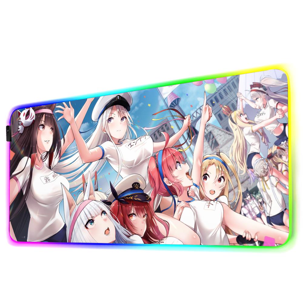 Azur lane Коврик для мыши RGB Игровой коврик для мыши Большой светодиодный коврик Настольный коврик для ПК Светящийся коврик для мыши Большие коврики для клавиатуры Настольный ковер С подсветкой