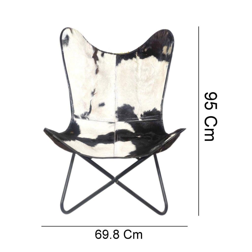 Кресло - Черно-белое кожаное кресло для отдыха – Кожаное кресло-бабочка