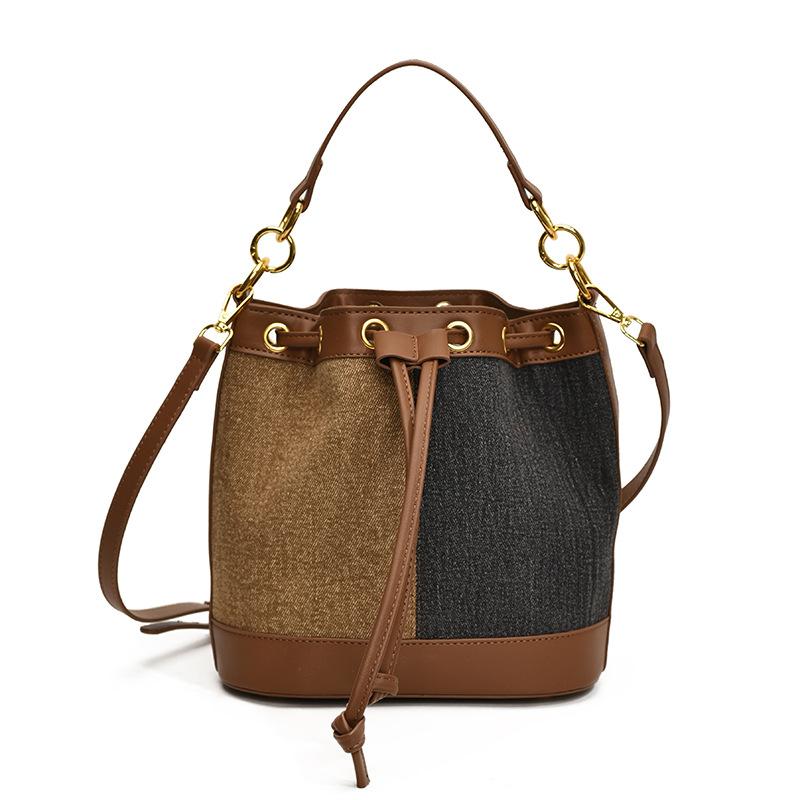 Популярные контрастные маленькие сумки, женские новые осенне-зимние универсальные сумки-мессенджеры, модные портативные сумки-ведра