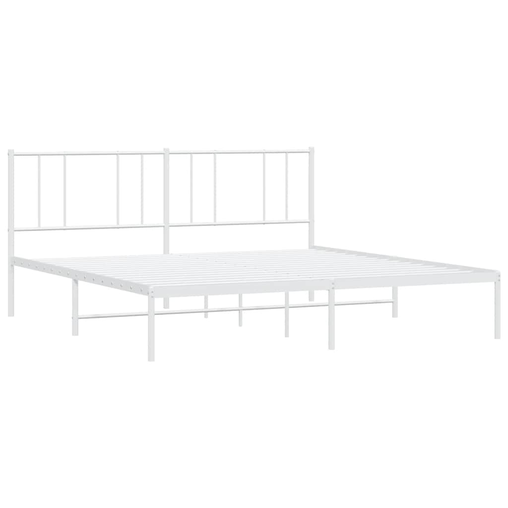 Metal Bed Frame with Headboard White 180 x 200 cm