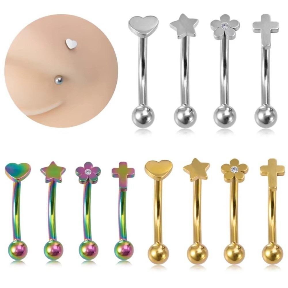 Star Curved Eyebrow Sticks Stainless Steel Punk Body Jewelry  All-gender