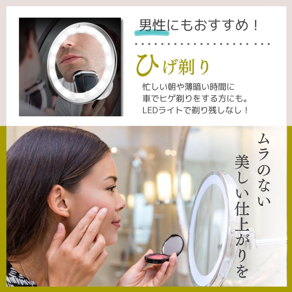 Светодиодное зеркало для макияжа 10x для автомобиля, на присоске, требует батареек ААА, зеркало, увеличение, актрисы, настольное, оконное, крепление, фиксация, вращение на 360 градусов,