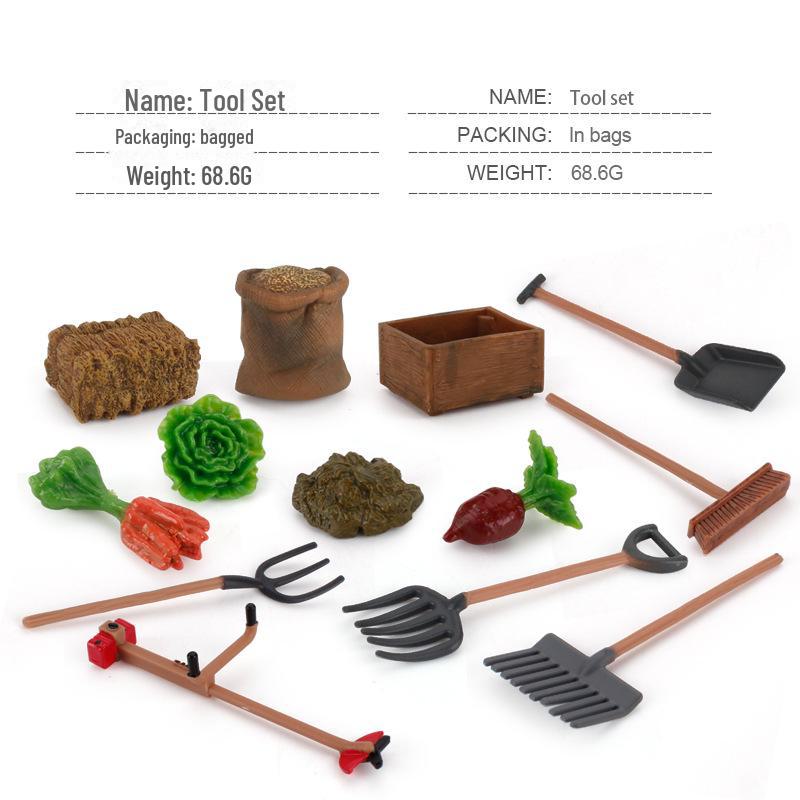 Набор фермерских инструментов ручной работы: Вилы для корма, газонокосилка, щетка, аксессуары для корма для настольного песочного стола, сцена для моделирования
