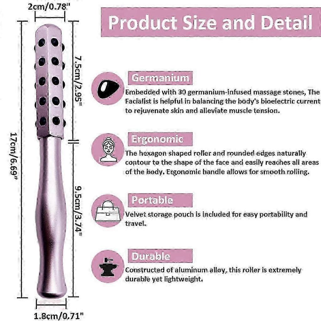 Facial Roller Massager, Germanium Stone Uplifting Face Massager Roller, Beauty Roller for Face, Eye, Chin, Neck Skin Care Anti Aging Wrinkles Reduces