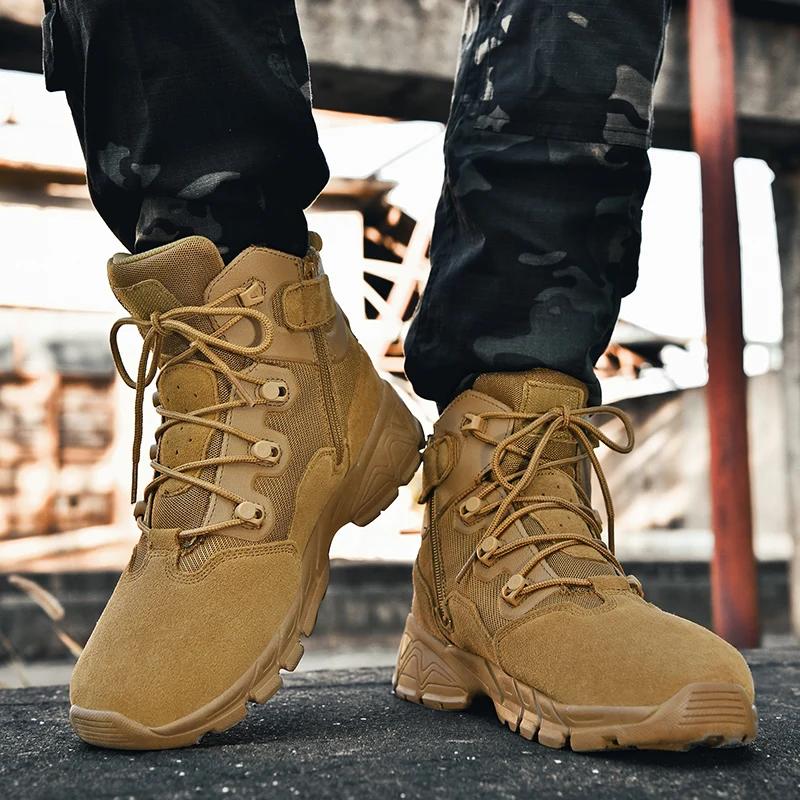 New Men Tactical Boots Military Climbing Shoes Brand Size Plus Breathable Ankle Waterproof Lace Up Outdoor Casual Hiking Shoes