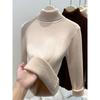 High-neck Thickened Warm Integrated Fleece Sweater Women's Winter Slim-fit Knitted Top Fashionable Basic Bottoming Shirt