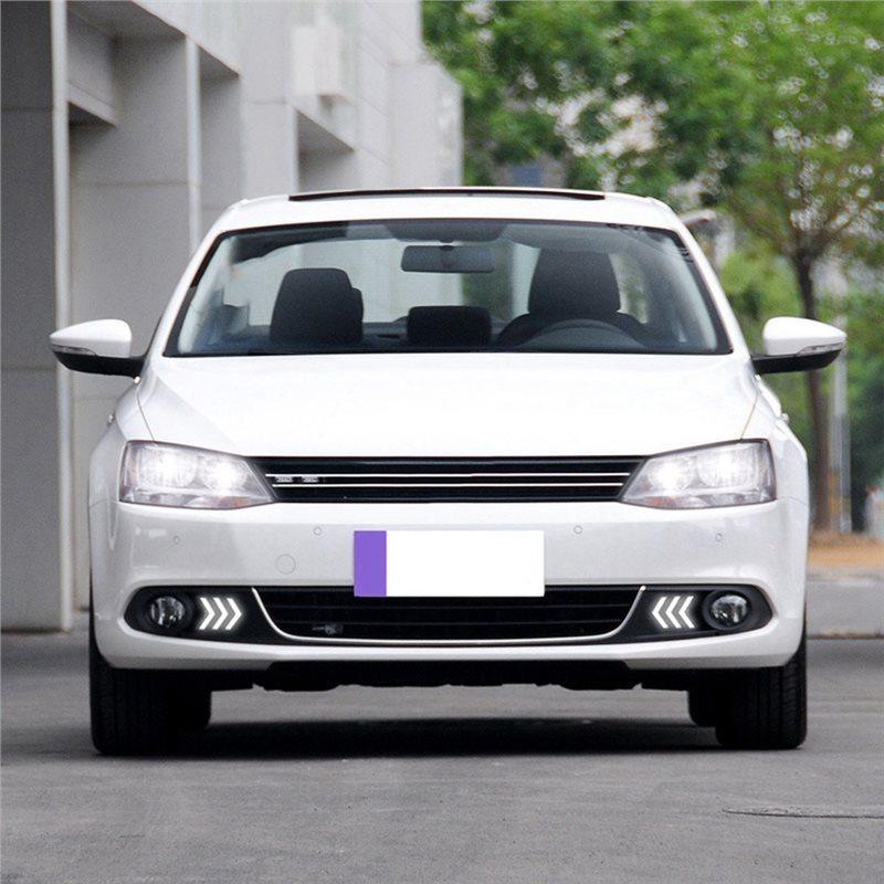 Для VW Jetta Sagitar 2012-2014 Светодиодный Дневной Ходовой Огонь DRL С Поворотником Накладка Противотуманной Фары Автомобильный Дневной Свет