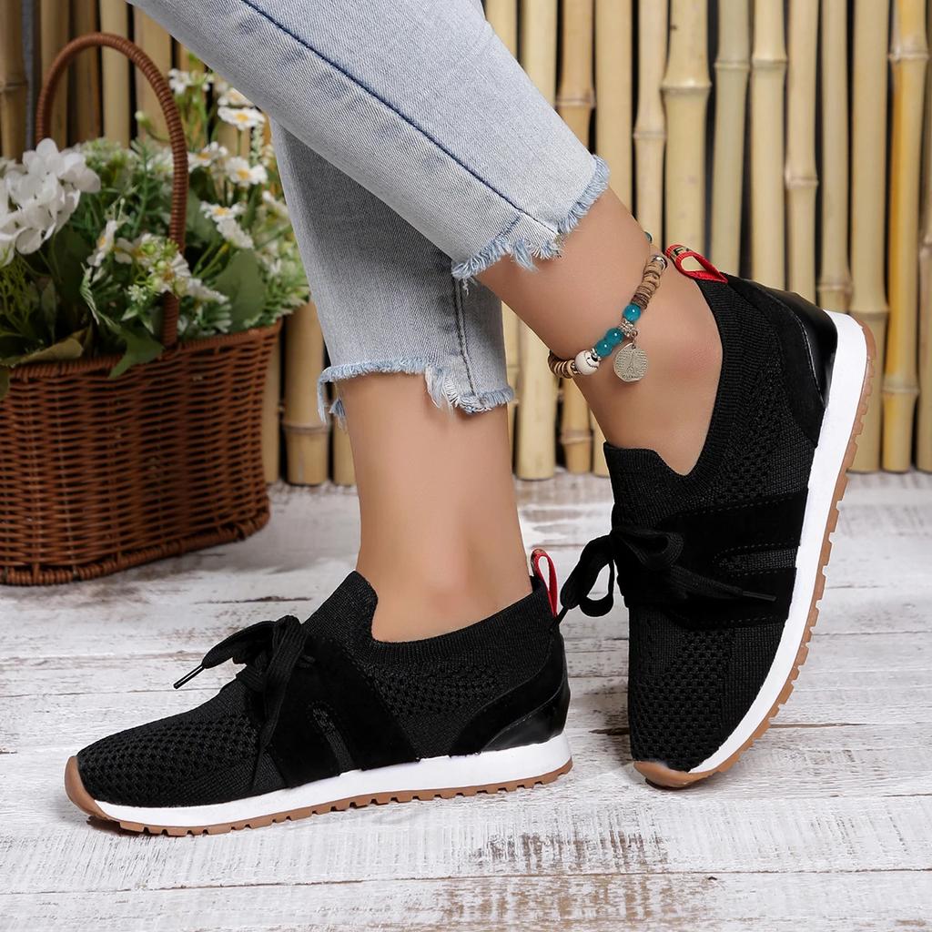 2024 Лидер продаж, женская обувь на шнуровке, вулканизированная, модная, большого размера, женская повседневная обувь, новые сетчатые кроссовки с круглым носком