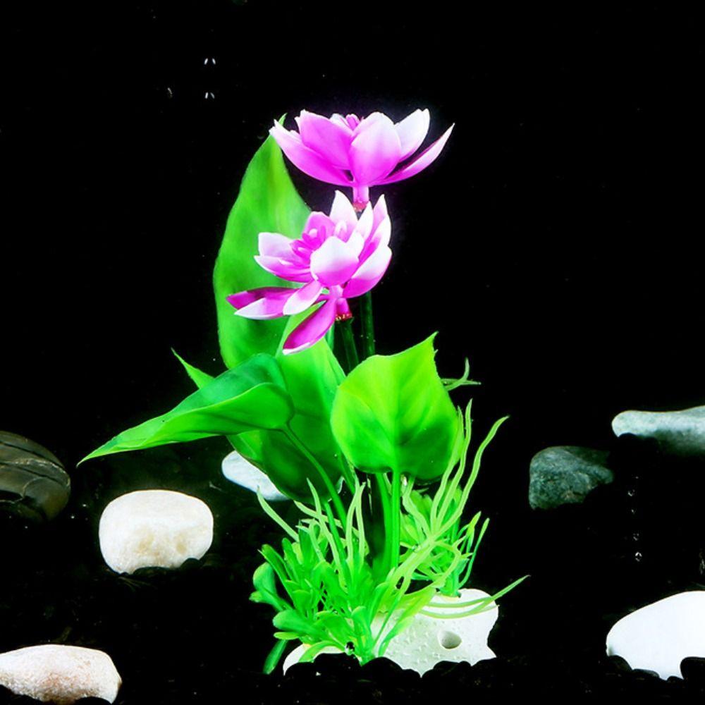 for Fish Tank Decor Beautiful Plasitc Water Grass Artificial Lotus Lotus Ornaments Aquatic Flower