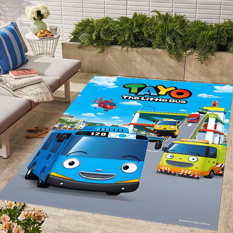 1pc Tayo The Little Bus3 Design Area Rug - Non-Slip, Soft & Cozy Floor Mat for Living Room, Bedroom, Office - Indoor/Outdoor Decorative Carpet