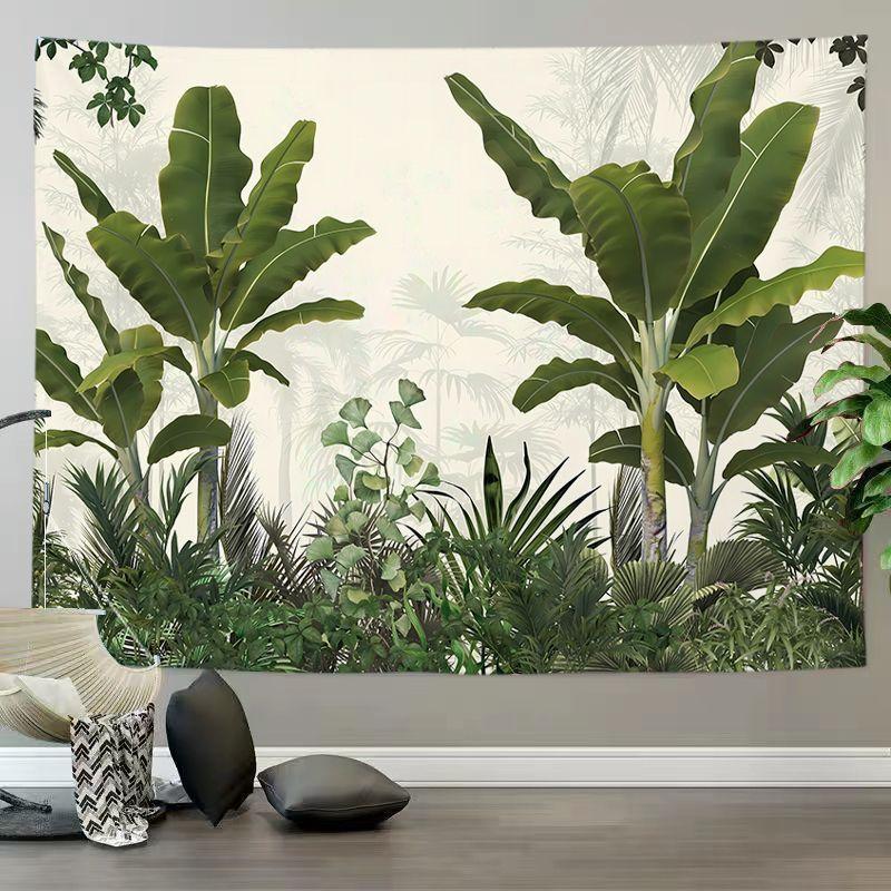 Tropical Plant Wall Tapestry, Jungle Palm Leaf Wall Hanging, Botanical Aesthetic Wall Decor for Bedroom Living Room Home