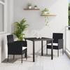 VidaXL 3-piece Garden Dining Set with Cushions - Black Poly Rattan 3380050