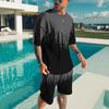 Летняя мужская модная футболка в уличном стиле с шортами — 3D-принт, свободный крой, модный хип-хоп