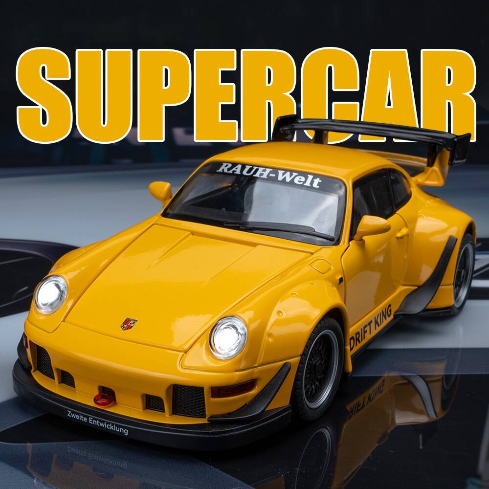 Porsche 911 993 RWB Модифицированный Суперкар Симуляция Литая Модель и Игрушечные Транспортные Средства Звуки и Свет Машинка с Инерционным Механизмом 1:Модель коллекции 24 сплава