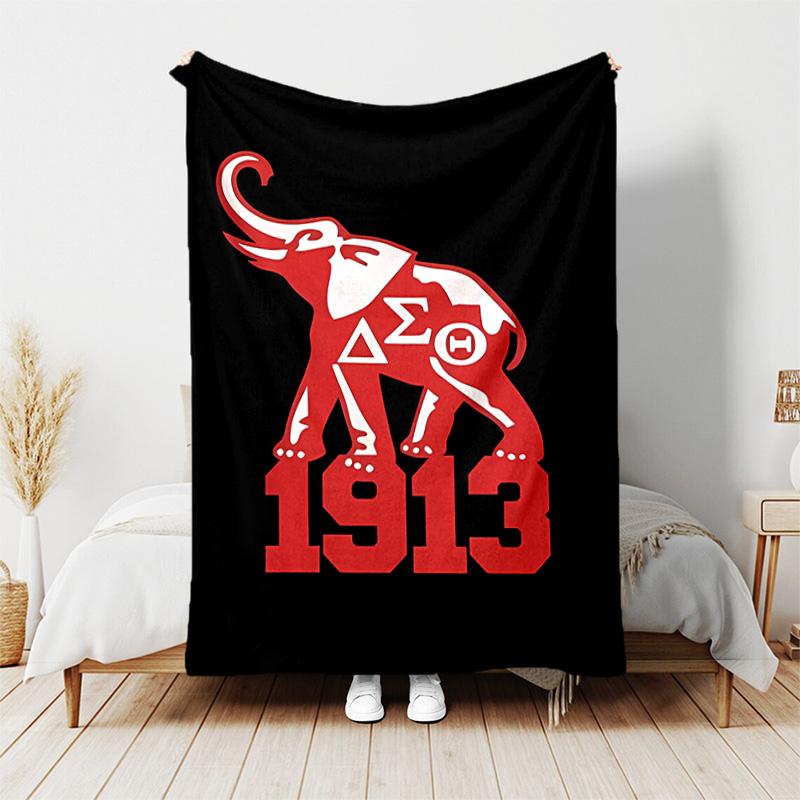 1pc Blanket - Delta 1913 Elephant Print Design, Lightweight Blanket for Sofa, Bed- Soft &Warm, Gift for All Seasons