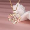 Trendy Love Heart Flower 26 Letters A-Z Pendant Necklace Vintage Gold Color Chains Necklaces For Women Wedding Jewelry Girl Gift