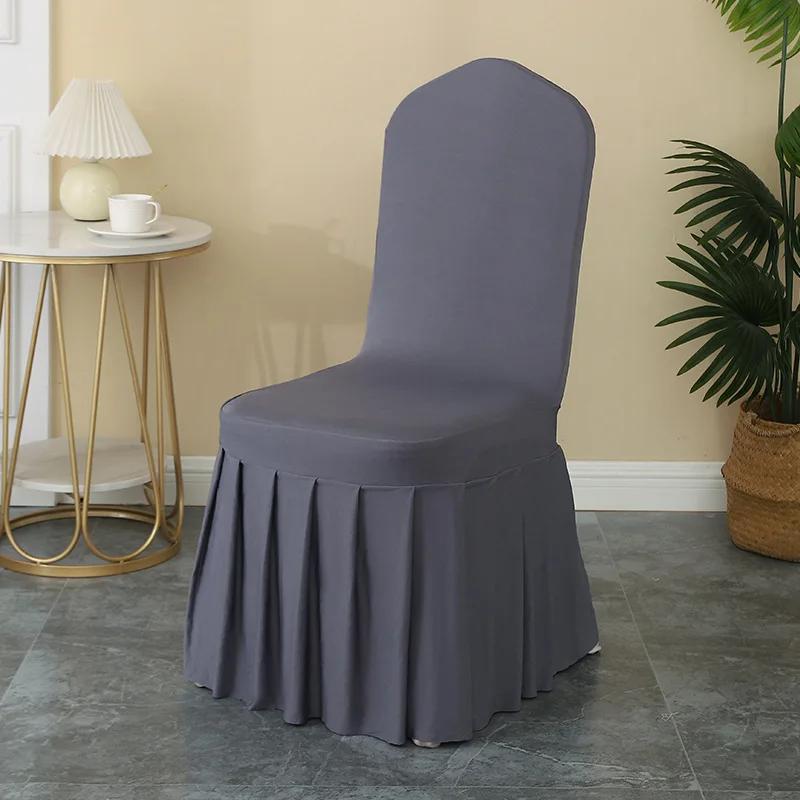 1-6pcs Thick High Elastic Stretch Chair Cover Wedding Spandex Pleated Skirt Chair Slipcovers For Birthday Party Banquet Decor