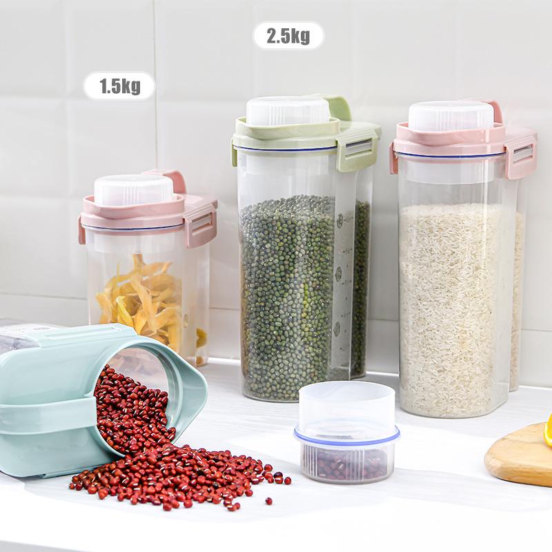 Kitchen Food Grains Plastic Storage Box Jars Home Large Capacity Snacks Dry Goods Sealed Transparent Organizer Containers Cans