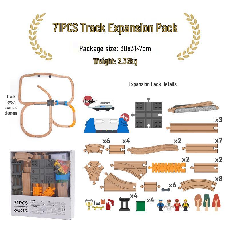 Wooden Electric Train Track Building Blocks - Compatible with Thomas