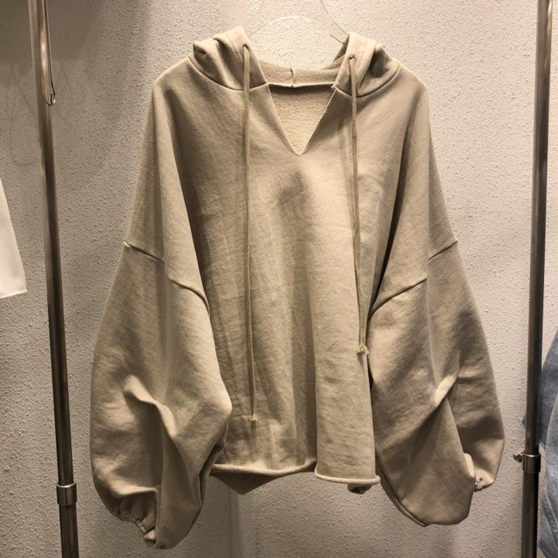 Весна и осень Женская толстовка больших размеров с капюшоном и длинными рукавами