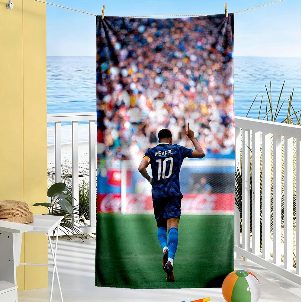 Mbappe Beach Towel High Absorbency & Quick-Dry Comfortable Lightweight Suitable for Sports, Travel, Swimming, Yoga, Bathroom, Beach, And Pool