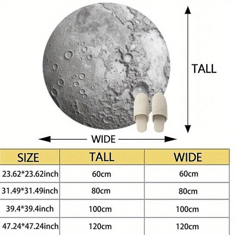 Moon Surface Round Area Rug Flannel Soft Non Slip Space Themed Floor Mat for Bedroom Study Room Astronomy Enthusiast Home Decor