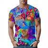 Summer Round Neck 3D Animal Print Top Fashionable Casual Short Sleeved Men's T-shirts