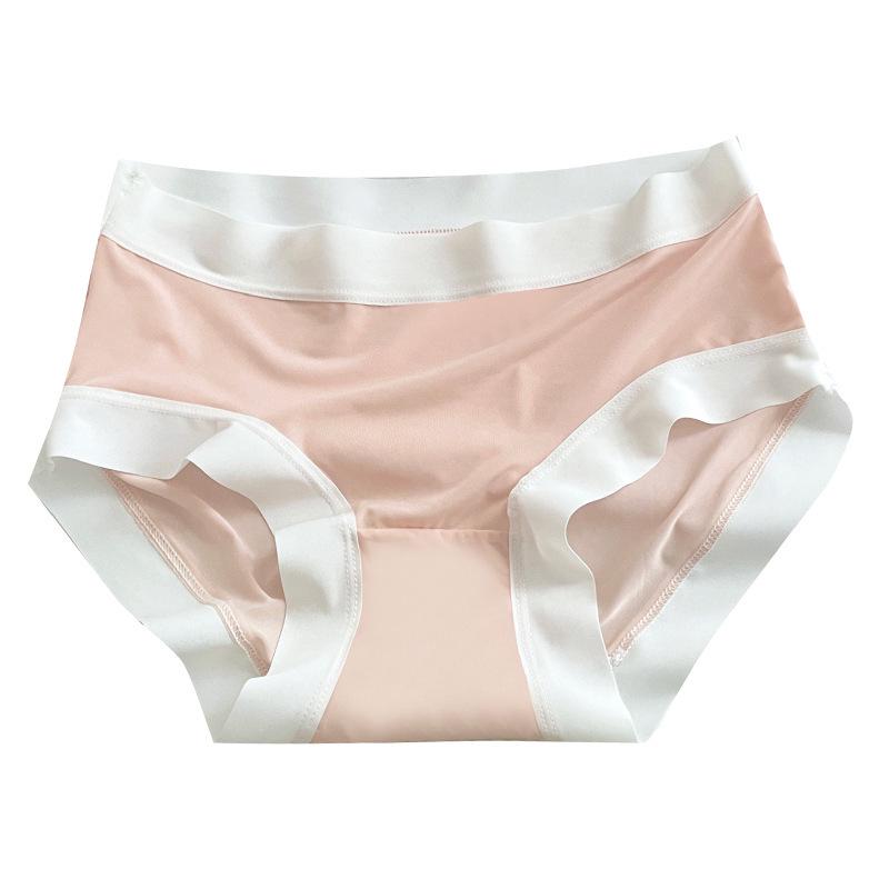 Ice Silk Seamless Women's Mid-Waist Breathable Cotton Crotch Ultra-Thin Triangular Panties - Japanese Korean Style