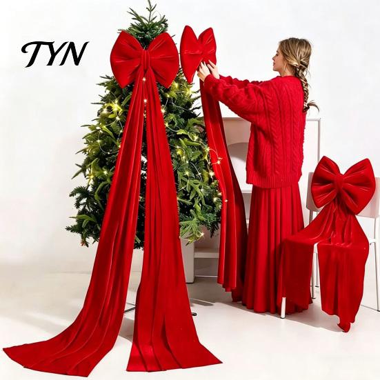Reusable Event Ornaments Large Burgundy Velvet Bow, Giant Hanging Wall Decor for Fireplace Embellishments Wedding Backdrop, Christmas Tree Topper,