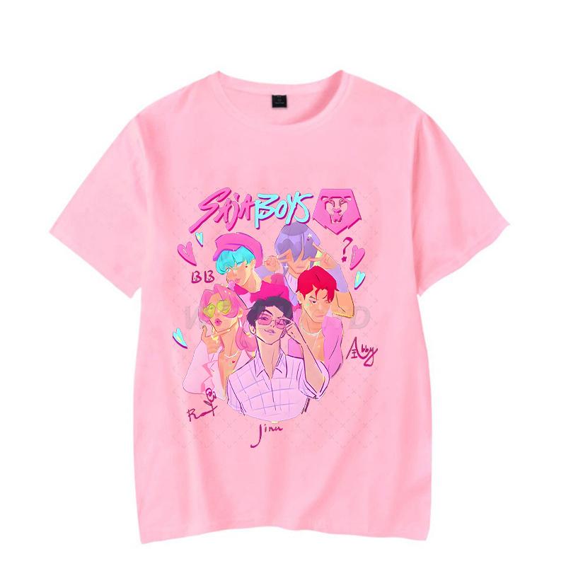 Модная K-pop футболка Demon Hunters Jinu Saja Boys с коротким рукавом для мужчин и женщин, повседневная футболка с круглым вырезом, аниме K-pop футболки Demon Hunters