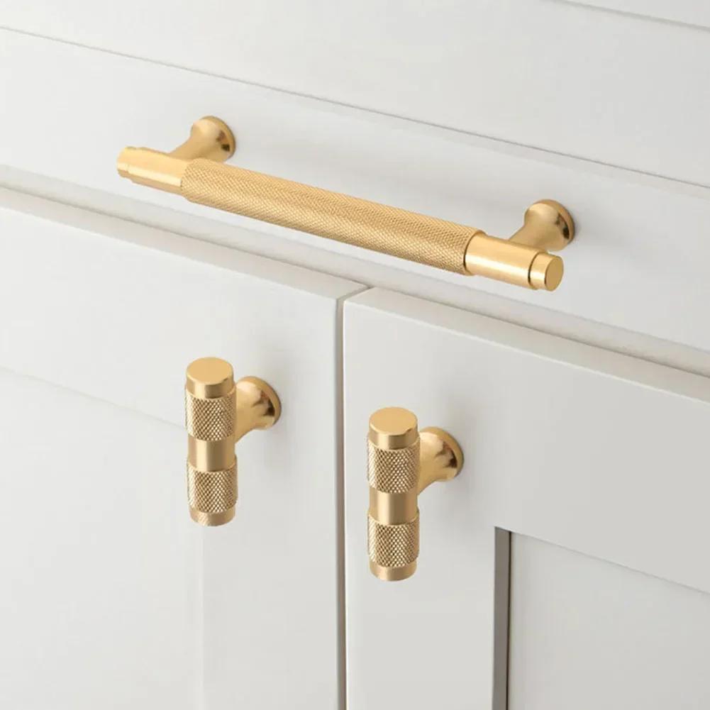 Ручки для шкафов Ручки для ящиков Кухонные шкафы Ручки для шкафов Золотая рифленая ручка Мебельные ручки для дверей шкафов Фурнитура