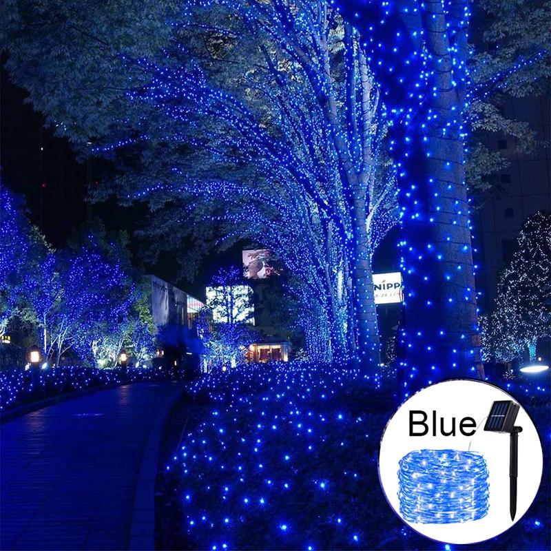Outdoor Solar LED Copper Wire String Lights 8 Modes Waterproof Garden Patio Christmas Decoration Garland
