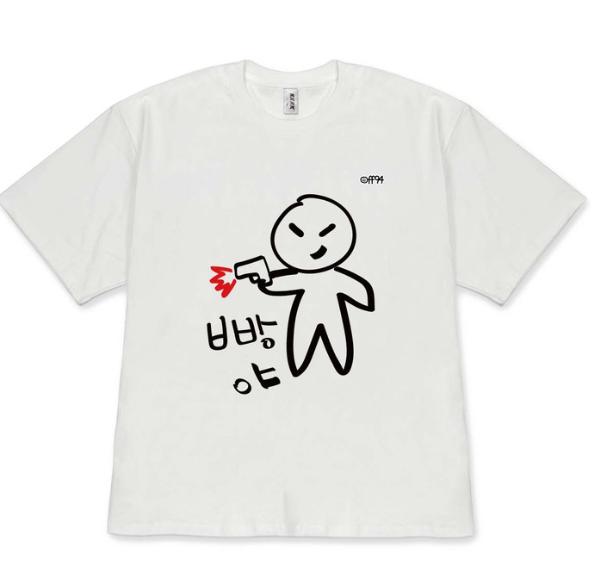 2026Summer Retro Korean Fashion Cute Angry Cartoon T-Shirt Korean Text Print Versatile Casual Top Women Clothes White Minimalist