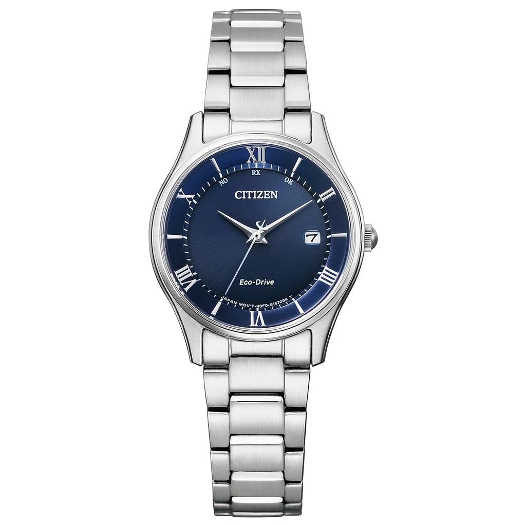 Citizen Коллекция ES0000-79L Женские часы Eco-Drive с радиоконтролем, Питание от света, Водонепроницаемые, Серебристые, Синие, Темно-синие