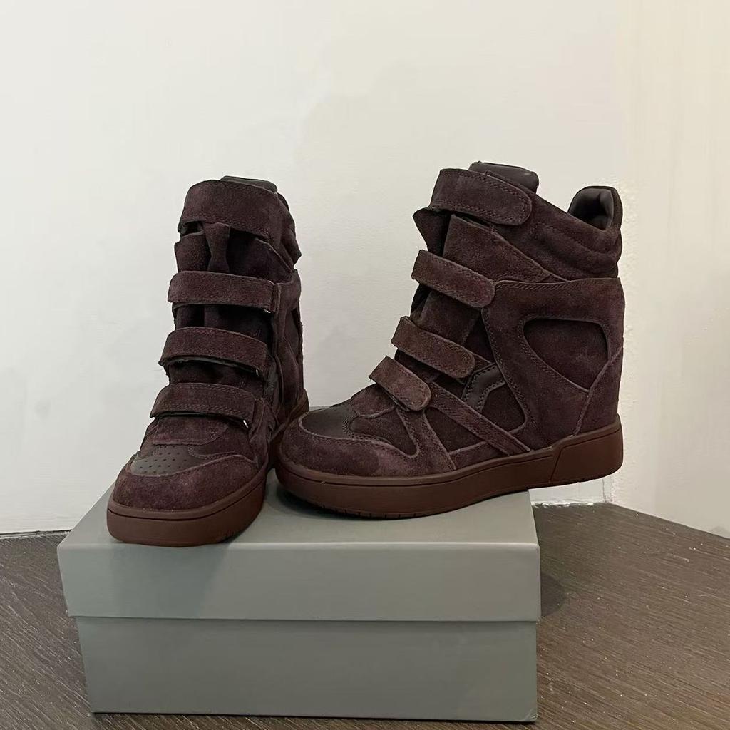 Street Sle Женские Повседневные Обувь Ботинки Высокие Модные Кожаные Внутренняя Высота 7См Осень Зима Новое Поступ...