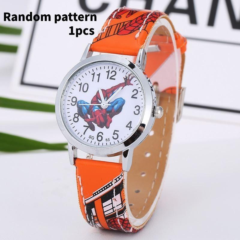 Trendy Spider Boys Watch Childrens Quartz Cartoon Pu Strap Wristwatch