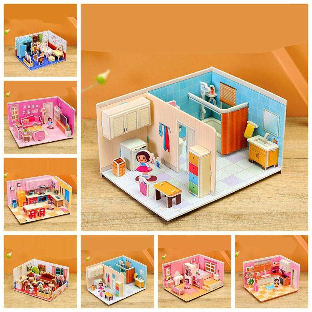 DIY 3D Paper Puzzle Room Paper Creative Nursery School