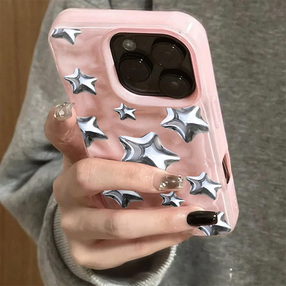 Звезды Y2k Ins 3D Неровная Складка Метеорит Чехлы для Телефона для IPhone 17 16 15 14 Plus 13 12 11 Air Pro Max Ударопрочные Глянцевые Мягкие