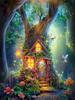 5D Diy Алмазная картина Дом на дереве Полный квадрат Круглая вышивка Мозаика Фэнтези Пейзаж Ручной работы Домашний декор