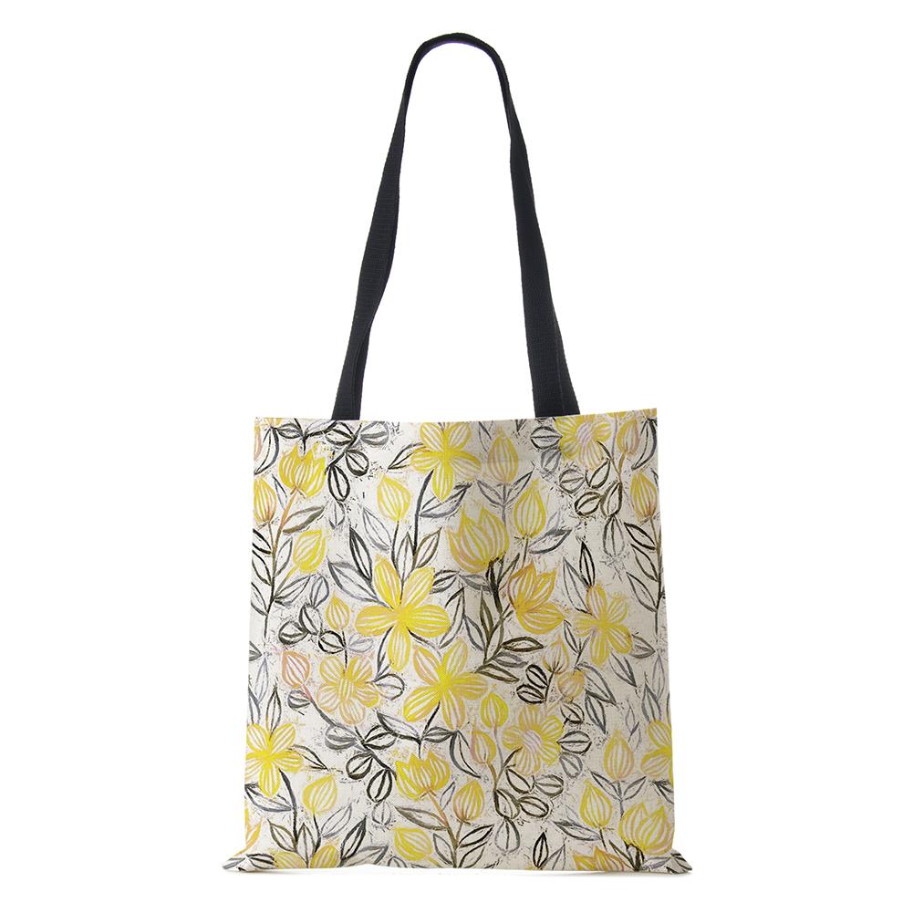 Сумка через плечо с растениями и цветами, пейзаж 2022, женская многоразовая холщовая сумка-тоут для покупок, простая повседневная складная сумка большой вместительности